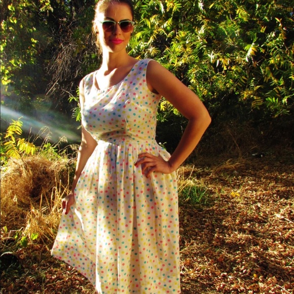 Vintage 1950’s Polka Dot Party Dress - Picture 6 of 8